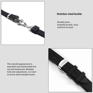 Dây đeo đồng hồ silicon mềm Fossil 14-24mm Fossil FS5237 / FS5132 / FS5241 - Dây đeo thay thế chống nước có khóa bướm cho nam và nữ (Nhiều kích cỡ)