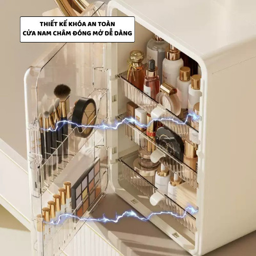 Tủ Kệ Đựng Mỹ Phẩm ENODA HOME, Hộp Trong Suốt Đựng Đồ Makeup Trang Điểm 3 Ngăn Chống Bụi R818