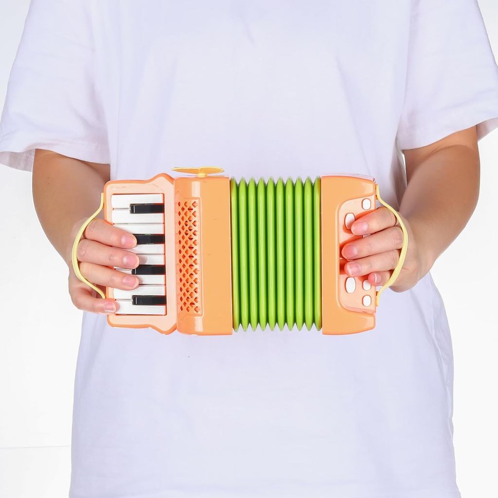 Accordion 10 Phím Piano Accordion Nhạc Cụ Mini Quà Tặng Cho Người Lớn Người Mới Bắt Đầu Giáo Dục, Cam