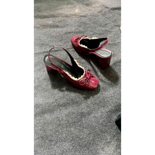 ROSA - Giày cao gót nữ 7 cm chất da bóng mix ren- giày cao gót nơ da bóng mã CG-0740
