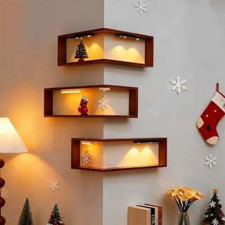 Kệ treo tường góc DWELLCO, Kệ sách góc treo tường, Tiết kiệm không gian Kệ nổi 90 độ Kệ trưng bày bằng gỗ tại nhà