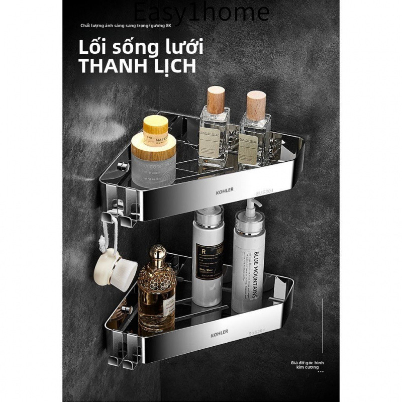 【 KOHLER 】Giá đỡ vòi sen không cần khoan cho bếp và phòng tắm cổ điển bằng thép không gỉ 304, hoàn thiện gương 8K, kệ gó