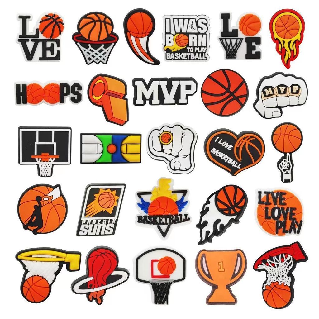 Charm gắn dép cross Bóng Rổ, Nút gắn sticker trang trí hoạt hình nhựa PVC CROSS TREND