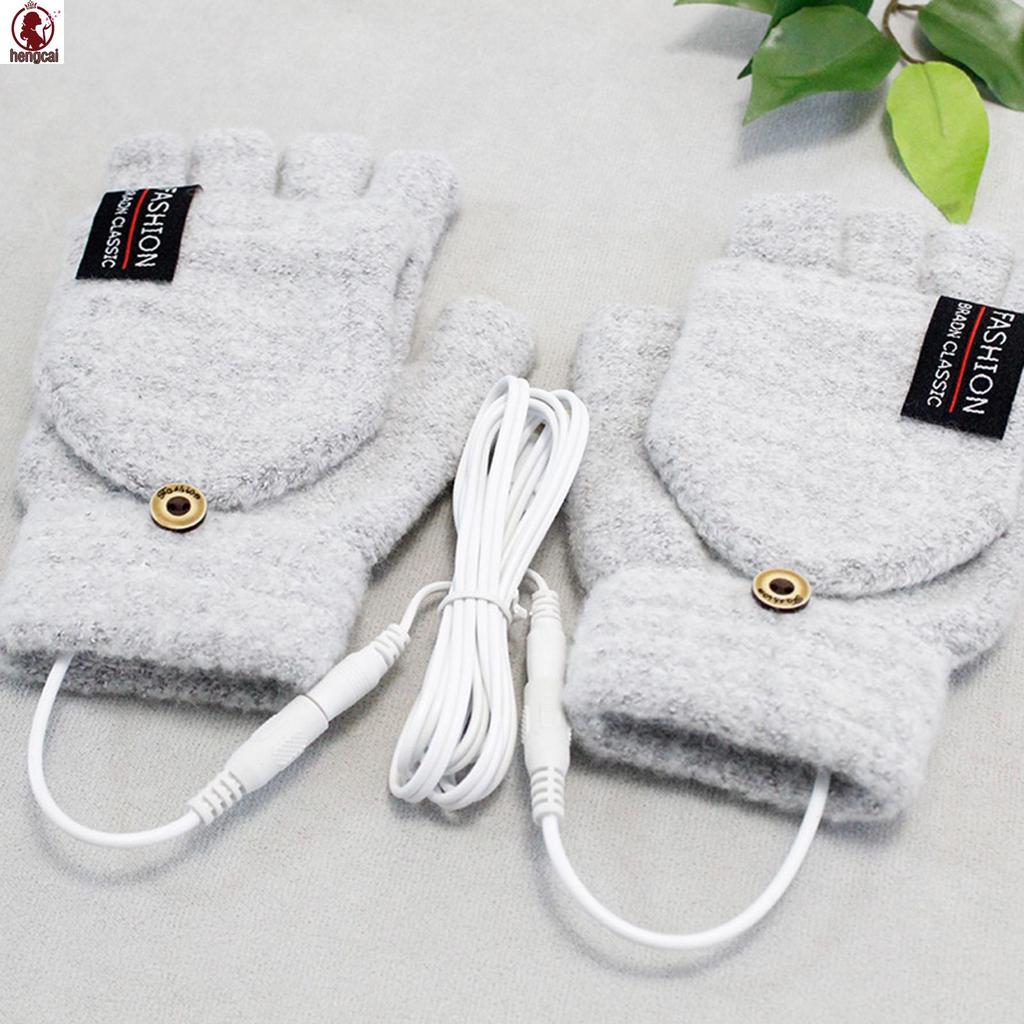 Găng tay sưởi ấm USB cho mùa đông, phù hợp với màn hình chạm, có nắp lật và sưởi ấm một mặt