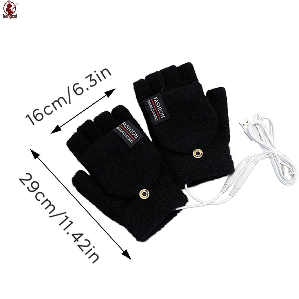 Găng tay sưởi ấm USB cho mùa đông, phù hợp với màn hình chạm, có nắp lật và sưởi ấm một mặt