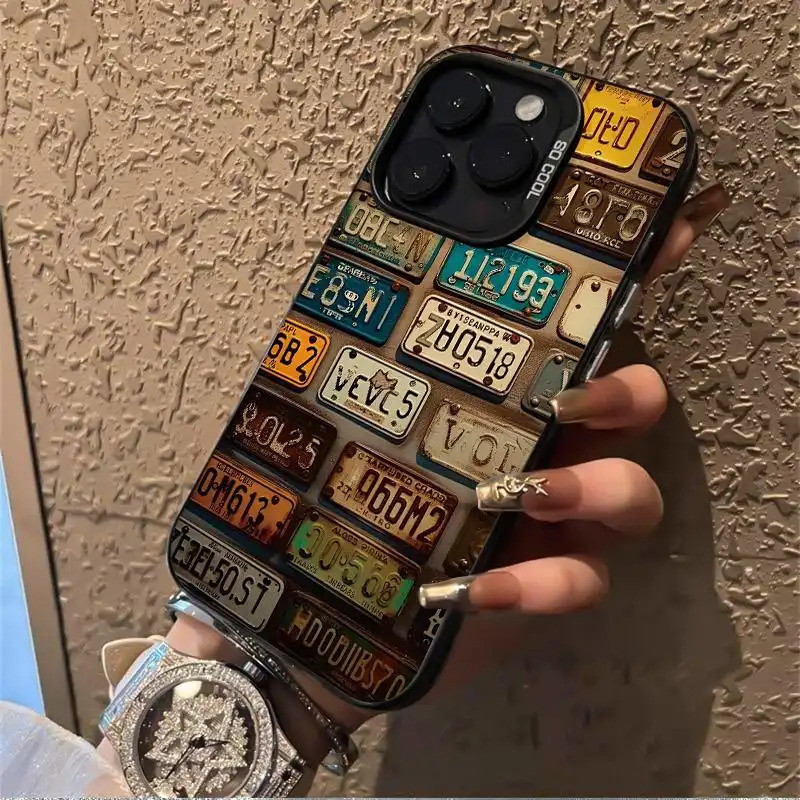 Ốp lưng chống sốc biển số xe cổ điển thiết kế collage độc đáo phong cách cá tính Cấp iPhone 17/16/15/14/13/12/11/X/ Max