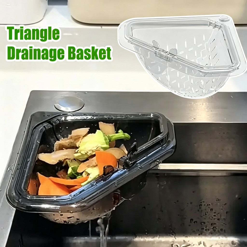 Giỏ đựng nước bồn rửa tam giác từ tính mới Treo dụng cụ lọc nhà bếp để rửa rau củ dư lượng thực phẩm