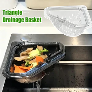 Giỏ đựng nước bồn rửa tam giác từ tính mới Treo dụng cụ lọc nhà bếp để rửa rau củ dư lượng thực phẩm