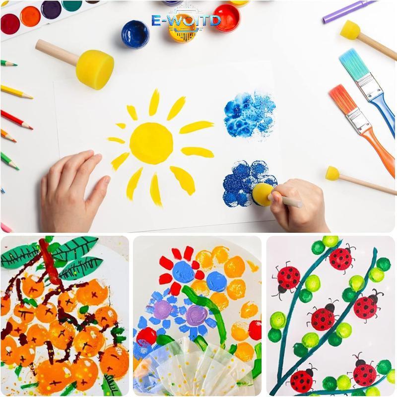 E-WOITD 20 30 Chiếc Bàn Chải Xốp Tròn Cho Sơn Acrylic Mềm Bền Dễ Dàng Giữ Cho DIY Nghệ Thuật Thủ Công Mầm Non Và Trường Học Tranh E-WOITD