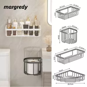 Kệ tắm MARGREDY, Giá vệ sinh hợp kim nhôm không cần khoan, Phụ kiện phòng tắm không cần đục lỗ Kệ phòng tắm Nhà