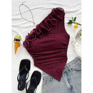 Xù Lửng Vai Không Tay Camisole Nữ Mùa Hè Nguyên Chất Desire Hot Girl Gợi Cảm Ống Top Áo Vest Ngắn Top26031103