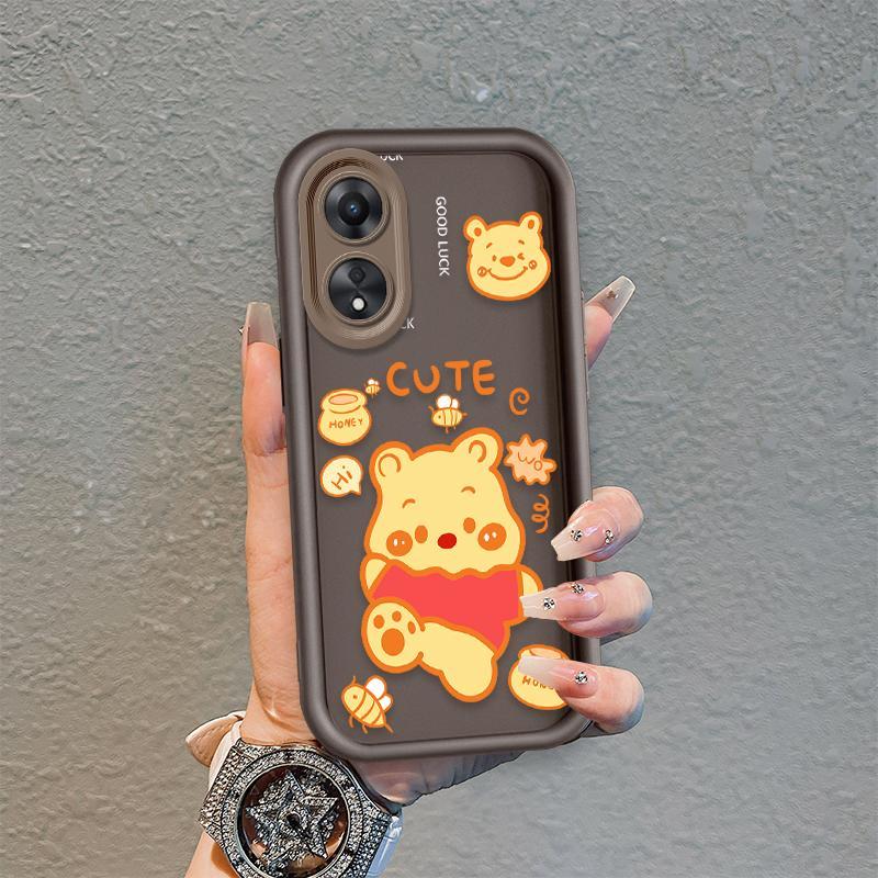 Ốp Lưng Cho OPPO A17 A17K A18 A38 A58 A60 4G Phim Hoạt Hình Silicon Mềm Đáng Yêu Ốp lưng TPU Winnie the Pooh Mắt Thiên Thần Chống Sốc Ốp Lưng