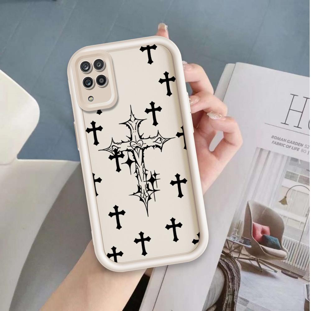 Ốp Lưng Cho Samsung A12 M12 4G Hoạt Hình Silicon ins Mềm Ốp lưng TPU Chrome Hearts cross Angel Eye Chống Sốc Ốp Lưng