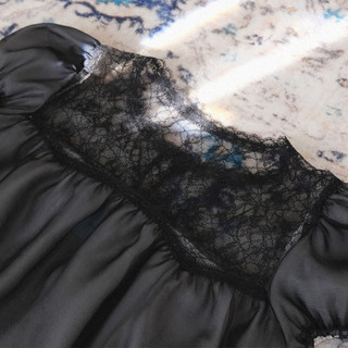 Récit Flou áo baby doll 2 lớp vải tơ phối ren tay phồng mềm mại nữ tính dễ thương - NOIRE TOP