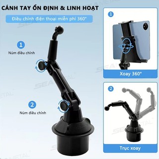 SEAMETAL Giá Đỡ Điện Thoại Máy Tính Bảng Ô Tô Gắn Khay Ly Xoay 360° Điều Chỉnh Được Cho SUV