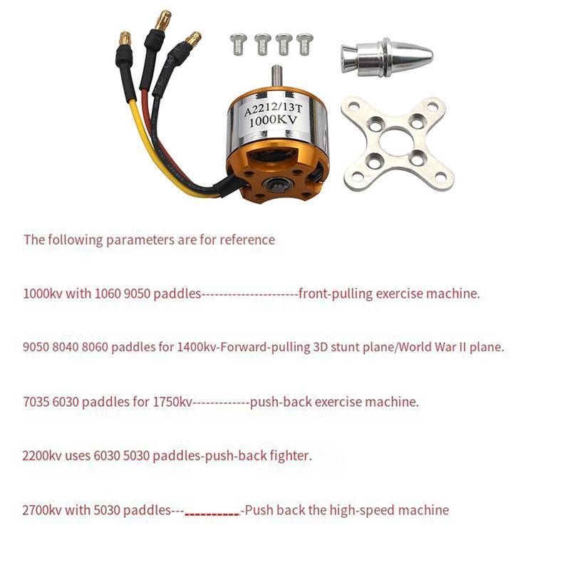 Động cơ không chổi than XUAN A2212 930 / 1000 / 1400 / 2200 / 2450 / 2700KV dành cho máy bay RC Động cơ chạy xa không chổi than đa năng VN