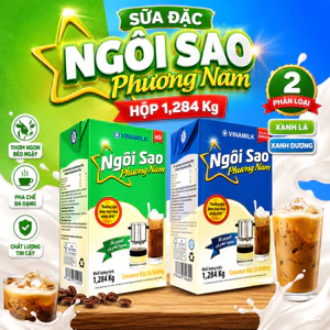 Sữa Đặc Ngôi Sao Phương Nam Hộp 1.284kg Màu Xanh Lá, Xanh Dương Chuyên Pha Trà Sữa, Cà Phê, Đồ Uống