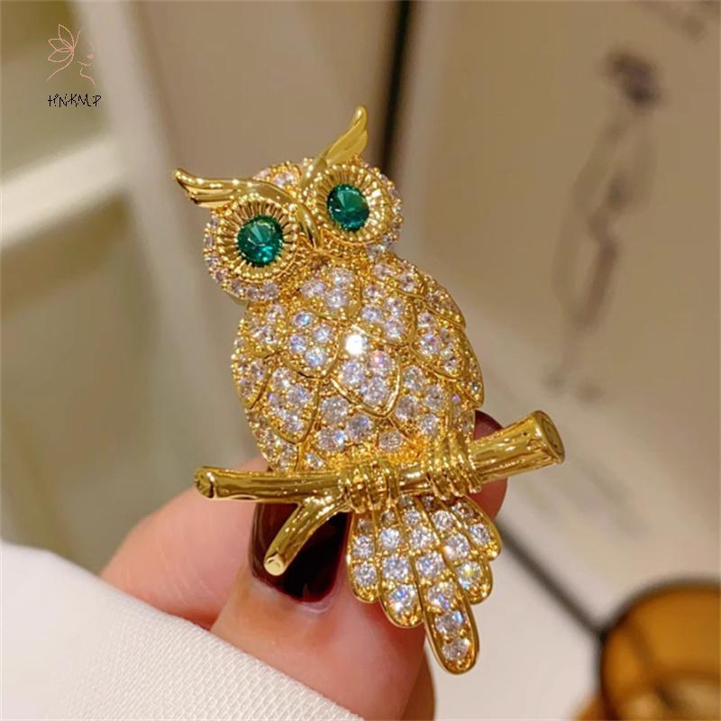 HNKMP Thời Trang Tinh Tế Cú Thổ Cẩm Vintage Tính Khí Lấp Lánh Kim Cương Động Vật Chân Dành Cho Nữ Nam Quần Áo Phụ Kiện Trang Sức Quà Tặng.