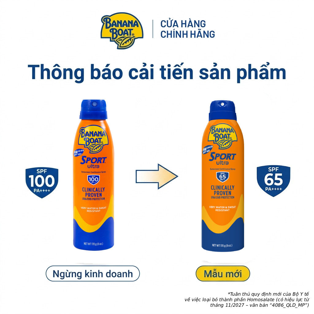 Chống Nắng Thể Thao Banana Boat Dạng Xịt Sport Ultra Spray - SPF65/170g