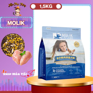 Thức Ăn Cho Chó MOLIK 1.5KG Bổ Sung Men Lợi Khuẩn Mix Topping Thịt Sấy Cho Chó Kén Ăn - Bếp Của Cưng