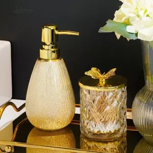 Chai bơm ép gốm DELMER, Chai nước rửa tay 400ml sang trọng, Gel tắm vàng đơn giản Bình sữa Bắc Âu Hộp đựng đồ vệ sinh