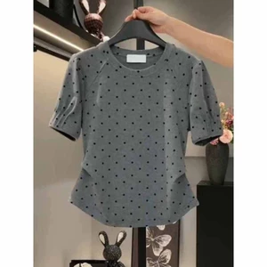 Mùa hè mới thời trang giản dị ngắn tay chấm bi vừa vặn cho áo thun cỡ lớn, quần áo nữ