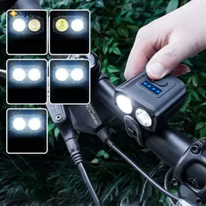 Đèn pha trước xe đạp JCSYFAC 5 chế độ sạc Type-C, có màn hình hiển thị mức pin, phụ kiện đi xe đạp