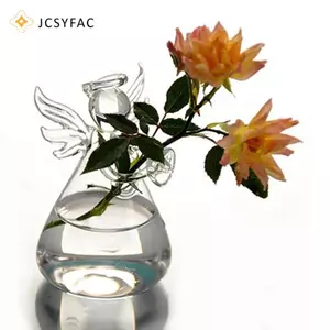 JCSYFAC 1Pc Hình Thiên Thần Trong Suốt Hoa Thủy Tinh Bình Treo Cây Bình Trang Trí Sân Vườn Mới