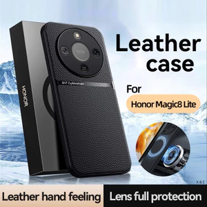 Ốp Da Cho Honor Magic8 Lite Magic8Lite Honor Magic 8 Lite Ốp Điện Thoại Xe Sang Trọng Giá Đỡ Từ Tính Toàn Bộ Vỏ Bảo Vệ Ống Kính Không Bao Giờ Màu Vàng Vỏ Silicon Chống Sốc