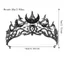 PYCOU Moon Tiara, Màu Đen Phong Cách Vintage Vương Miện Nữ Hoàng, Tóc Đậm Phụ Kiện Trang Sức Thanh Lịch Thiết Kế Sang Trọng Ngôi Sao Mũ Đội Đầu Nữ