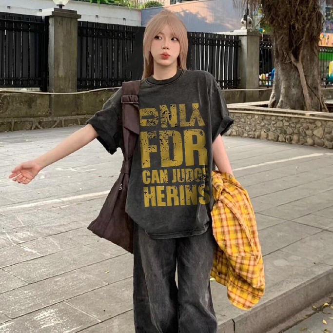（Giao hàng 24h）Angela Áo phông nữ form rộng vintage girl phố Chữ cái in hình cổ tròn áo thun 100% cotton local brand