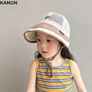 Mũ chống nắng KANGN, Mũ ngư dân thoáng khí chữ cái, Lưới thời trang Tấm che lớn Mũ mùa hè cho trẻ em