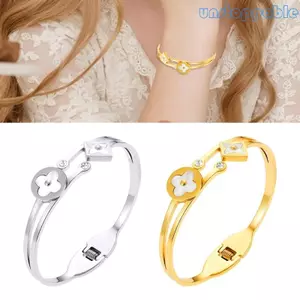 Unstop * Ti Steel Vòng tay cỏ 4 chân Thiết kế chống phai màu Trang sức khóa an toàn cho lễ kỷ niệm sinh nhật