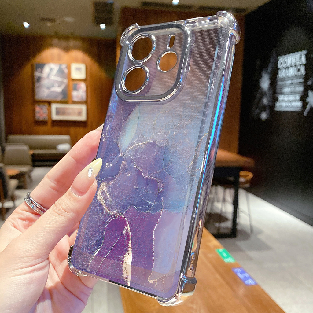 Tương thích với Xiaomi Redmi Note 14 13 Pro 5G 4G 12 13C 14C Màu Gradient Làm đẹp Vỏ mạ trong suốt Vỏ chống rơi