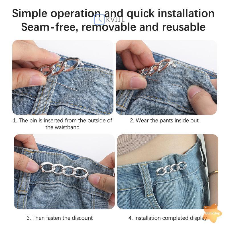 Kẹp quần Jean dễ dàng tháo lắp với khóa điều chỉnh và nút ghim kim loại dành cho bé gái
