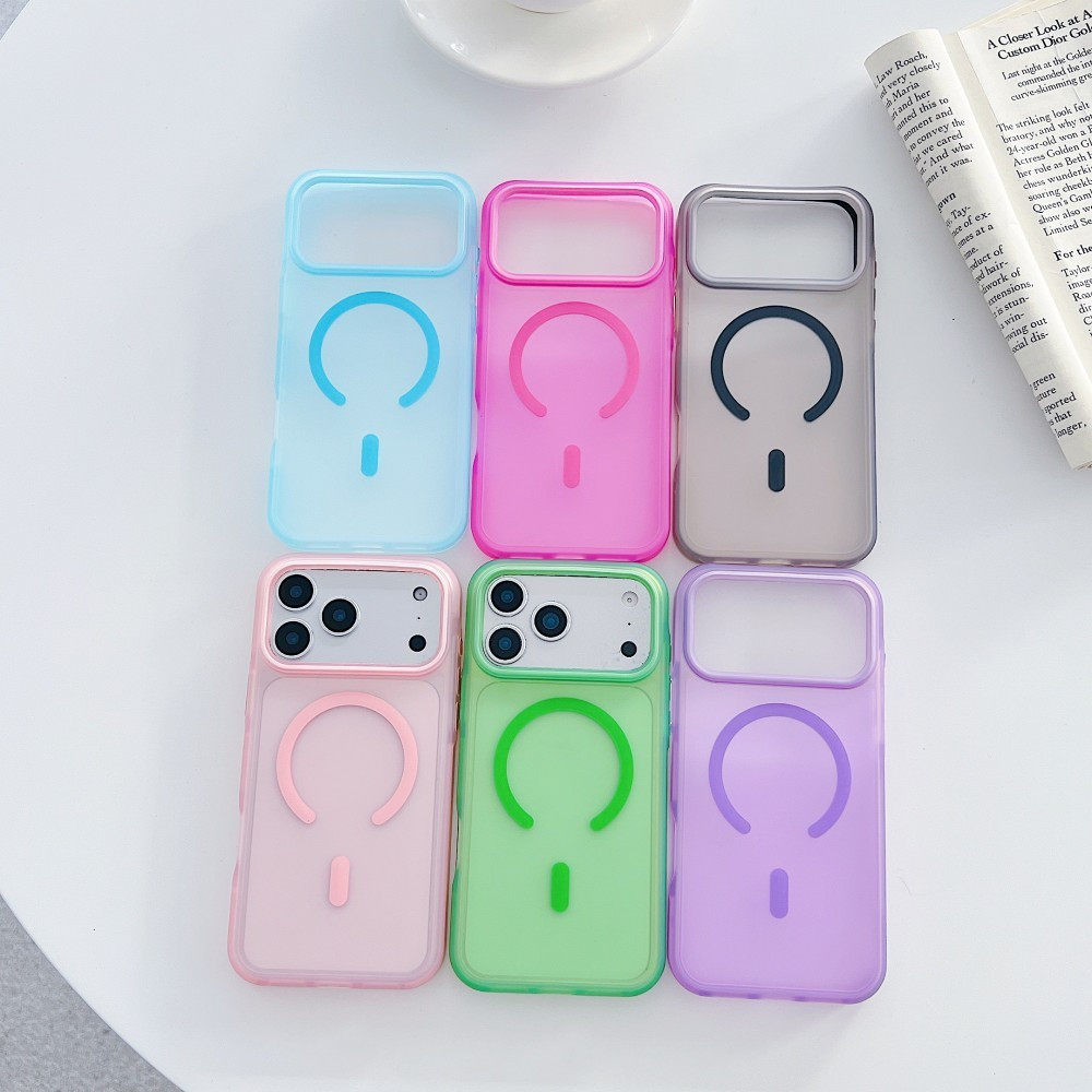 Ốp Điện Thoại Mờ Màu Thạch Có Từ Tính Cho iPhone 17 16 15 14 13 Pro Promax 17 Air Plus 16E Vỏ Chống Sốc Bốn Góc