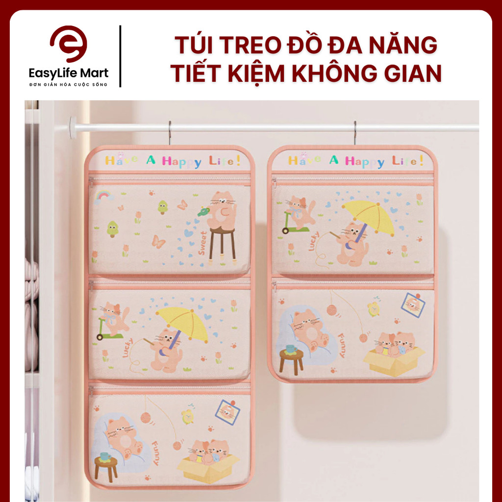 Túi Treo Tường Đựng Đồ Lót Tất Vớ Đa Năng túi Treo Tủ Vải Canvas Chống Thấm Nước Tiện Lợi, Gọn Gàng