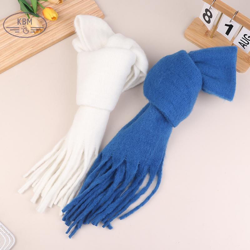 Khăn Choàng Mohair Len Dày, Màu Trơn Ấm, Phù Hợp Thời Trang Thu Đông FSSG