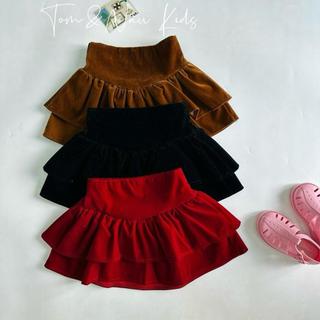 CV6-[tomnaukids] Chân váy Nhung xếp ly 2 tầng xinh iu cho bé gái - Size 8-40Kg