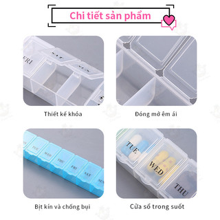 Khay Đựng Thuốc 7 Ngày Nhựa Trong Suốt, Hộp Chia Thuốc Mini Du Lịch Dễ Mang Theo