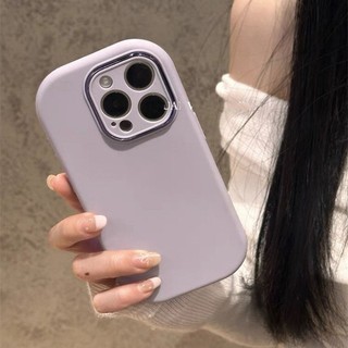 Ins Hàn Quốc Solid Casnig cho iPhone 17 11 12 13 14 15 16 Pro X XR Xs Max 7 8 Plus Ốp Điện Thoại TPU Mềm Vỏ Bảo Vệ Ống Kính Mặt Sau Trang Bị Da