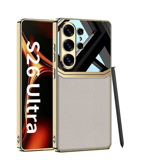 Ốp lưng da hai màu mạ điện Funda cho Samsung Galaxy s26 S25 S24 S23 Ultra Ốp lưng bảo vệ Camera