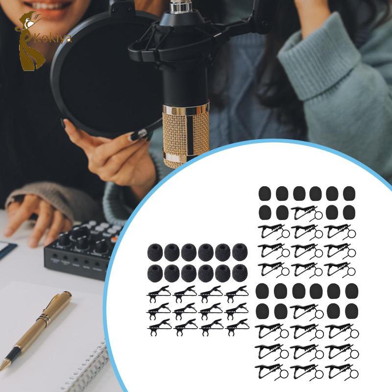 24 Miếng Lavalier Mic Kẹp Dây Xốp Kính Chắn Gió Có Kẹp Dây Buộc Kim Loại Nhẹ Phụ Kiện Di Động Thích Hợp Cho Bài Thuyết Trình Sân Khấu