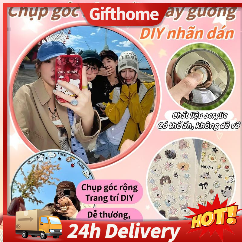 🚚【giao Hàng 24h】Gương selfie phản quang lồi Mini, Gương du lịch di động nhẹ, Vlog hoàn hảo & Công cụ selfie chụp ảnh ngoài trời