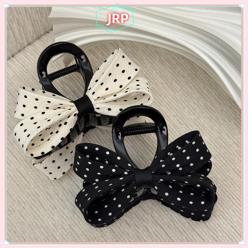 JRP Nơ Tóc Cho Nữ Chấm Bi In Hình Cá Mập Vuốt Kẹp Tính Khí Thanh Lịch An Toàn Đuôi Ngựa Giá Đỡ Để Sử Dụng Văn Phòng JRP