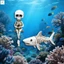 Halloween Skeleton Cá Mập-Bạo Trang Trí Kết Cấu Xương Chi Tiết Phóng Đại Cá Mập Lớn Cho Halloween Tường Bể Cá Trang Trí