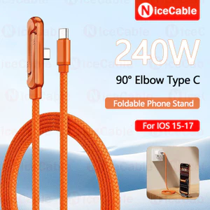 Cáp dữ liệu dệt có thể gập lại 240W 90° Khuỷu tay loại C 360° Cáp dữ liệu sạc có thể xoay Cáp dữ liệu sạc nhanh Type C sang Type C cho IOS 15-17