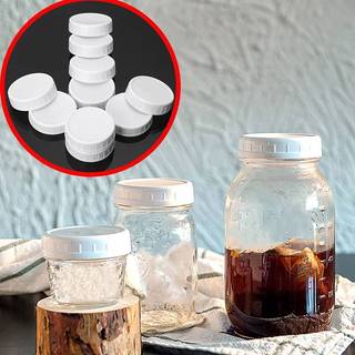 [Bea-t] 10 Bình uống nước Mason màu trắng có nắp 70mm / 86mm Đường kính bên trong Vỏ nhựa Nắp gân không lót Mũ bảo quản Thay thế [[mới]