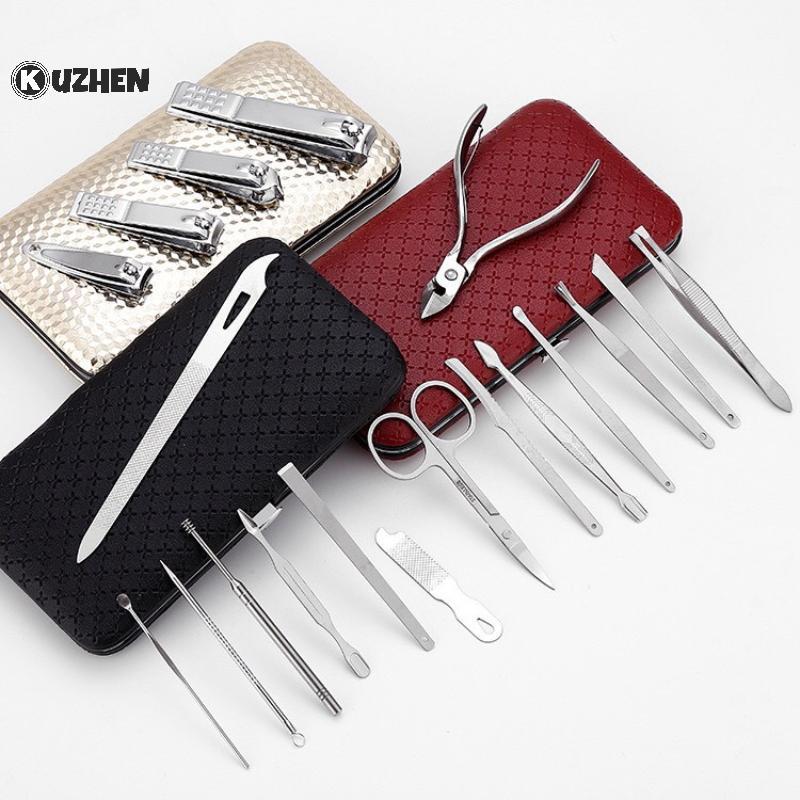 KUZHEN 8 / 19 Cái Bộ Dụng Cụ Làm Móng Chân Bộ Dụng Cụ Cắt Móng Tay Bằng Thép Không Gỉ Bộ Dụng Cụ Chải Lông Cho Văn Phòng Tại Nhà Lưu Trữ Di Động HOT