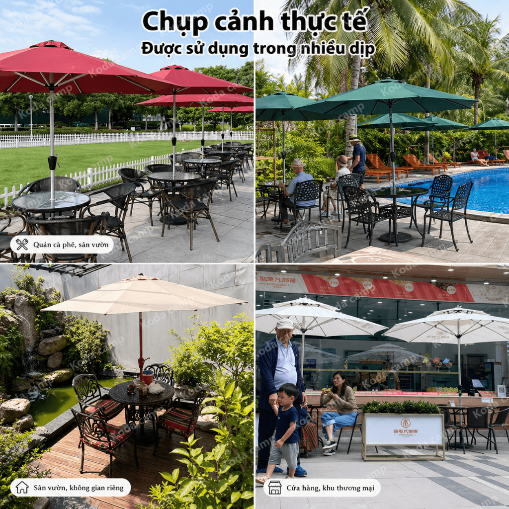 Dù Sân Vườn 3M Chống Nắng Chống UV Ô Dù Tròn Chính Tâm Có Thể Nghiêng 45° Dùng Cho Cafe Hồ Bơi Ban Công Ngoài Trời